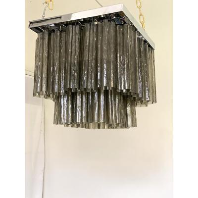  SimoEng Grey Tronchi in Venini Style Murano Glass Sputnik Squared Flush Mount