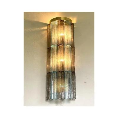  SimoEng Grey and Light Blue Murano Glass Tronchi Sconces by Simoeng Set of 2