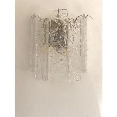  SimoEng Hammered Strips listelli Murano Glass Wall Sconce by Simoeng