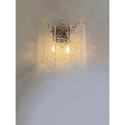 SimoEng Hammered Strips listelli Murano Glass Wall Sconce by Simoeng