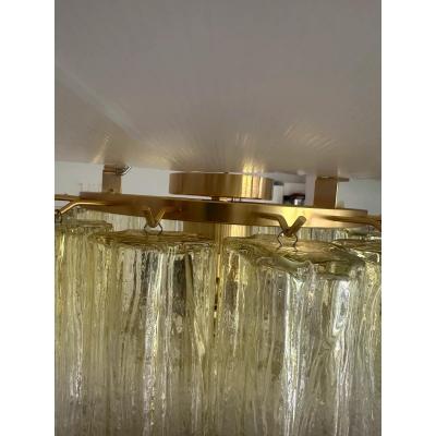  SimoEng Handcrafted Flush Mount in Gold with Amber Murano Glass by Simoeng for Simoeng