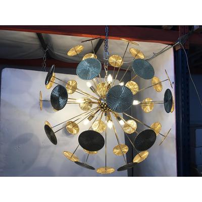  SimoEng Handmade Hammered Sputnik Chandelier in Gold