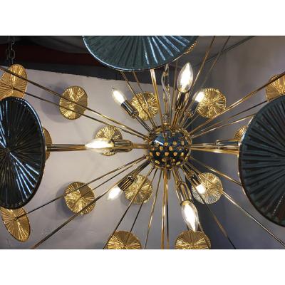  SimoEng Handmade Hammered Sputnik Chandelier in Gold