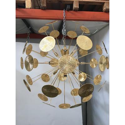  SimoEng Handmade Hammered Sputnik Chandelier in Gold