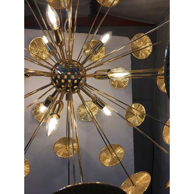  SimoEng Handmade Hammered Sputnik Chandelier in Gold