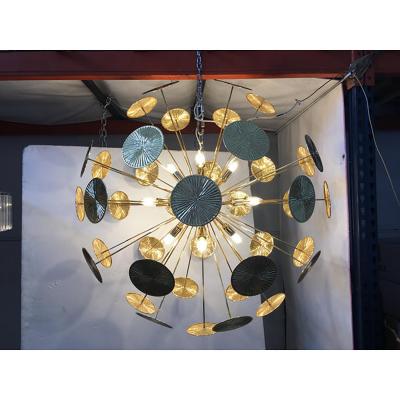  SimoEng Handmade Hammered Sputnik Chandelier in Gold