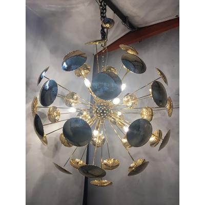  SimoEng Handmade Hammered Sputnik Chandelier in Gold