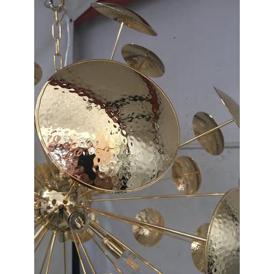  SimoEng Handmade Hammered Sputnik Chandelier in Gold
