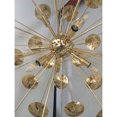  SimoEng Handmade Hammered Sputnik Chandelier in Gold