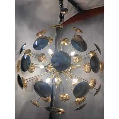  SimoEng Handmade Hammered Sputnik Chandelier in Gold