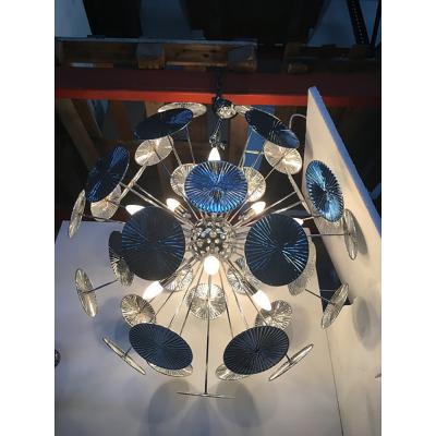  SimoEng Handmade Hammered Sputnik Chandelier in Kromo Discs Italian Made