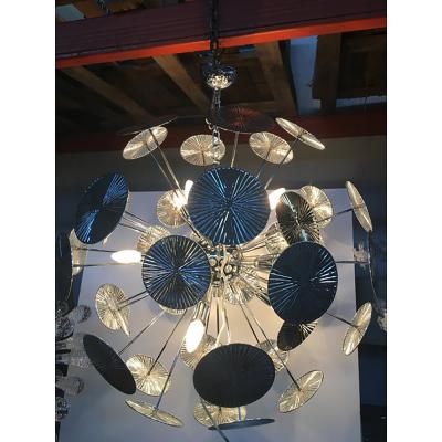  SimoEng Handmade Hammered Sputnik Chandelier in Kromo Discs Italian Made