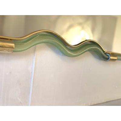  SimoEng Horizzontal Wave Mirror in Green and Gold Torchon Torciglione Murano