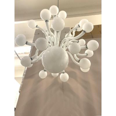 SimoEng Huge Contemporary Pop Milky White Murano Glass Chandelier by Simoeng