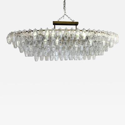  SimoEng Huge Oval Poliedro Murano Glass Chandelier in Venini Style by SimoEng