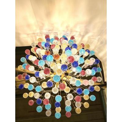  SimoEng Huge Scenographic Multicolor Drops Murano Glass Chandelier by Simoeng