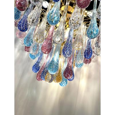  SimoEng Huge Scenographic Multicolor Drops Murano Glass Chandelier by Simoeng