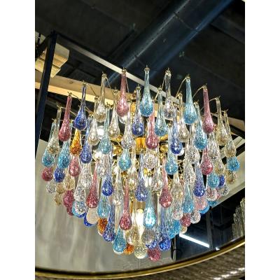  SimoEng Huge Scenographic Multicolor Drops Murano Glass Chandelier by Simoeng