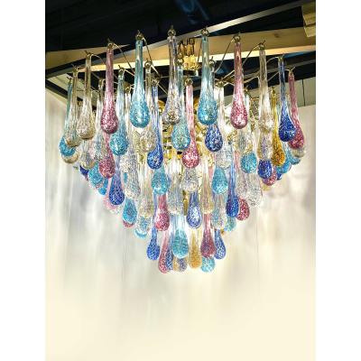  SimoEng Huge Scenographic Multicolor Drops Murano Glass Chandelier by Simoeng
