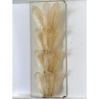 SimoEng Huge Scenographic Wall Sconce in Amber Graniglia Leaves Murano Glass Simoeng