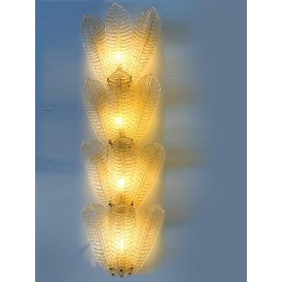  SimoEng Huge Scenographic Wall Sconce in Amber Graniglia Leaves Murano Glass Simoeng