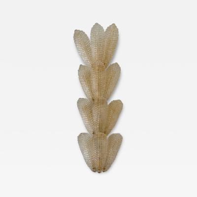  SimoEng Huge Scenographic Wall Sconce in Amber Graniglia Leaves Murano Glass Simoeng