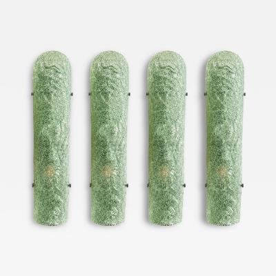  SimoEng Impressive Hammered Green Graniglia Murano Glass Wall Sconces Set of 4
