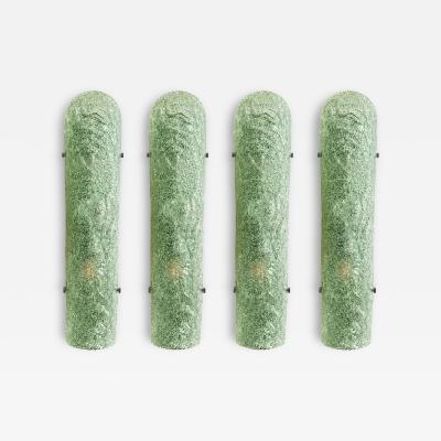  SimoEng Impressive Hammered Green Graniglia Murano Glass Wall Sconces Set of 4