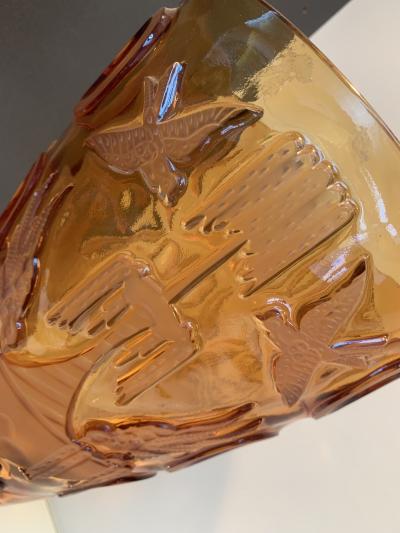  SimoEng Impressive and rare italian amber cristal handmade cut vase