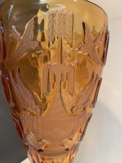  SimoEng Impressive and rare italian amber cristal handmade cut vase