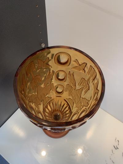  SimoEng Impressive and rare italian amber cristal handmade cut vase