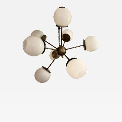 SimoEng Italian Burnished Sputnik Chandelier in Milky White Swirl Style Murano Glass