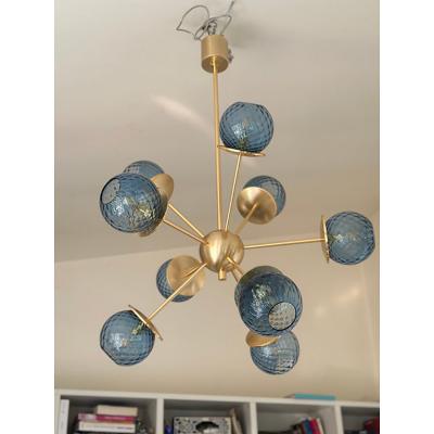  SimoEng Italian Chandelier Sputnik in Murano Style Glass Blue Balloton 
