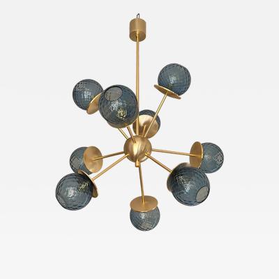  SimoEng Italian Chandelier Sputnik in Murano Style Glass Blue Balloton 