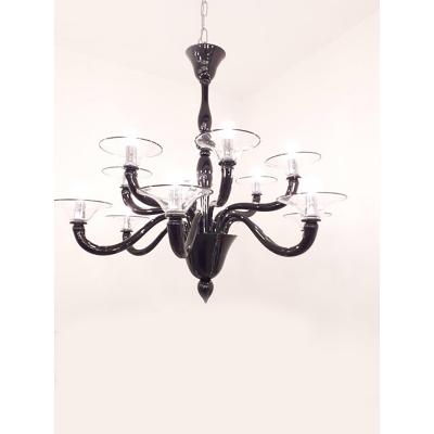  SimoEng Italian Contemporary Black Murano Style Glass Chandelier