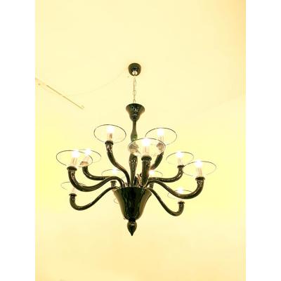  SimoEng Italian Contemporary Black Murano Style Glass Chandelier