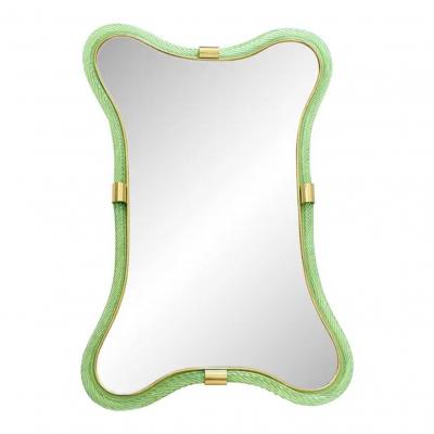  SimoEng Italian Green Weathered Murano Glass Mirror by Simoeng for Simoeng