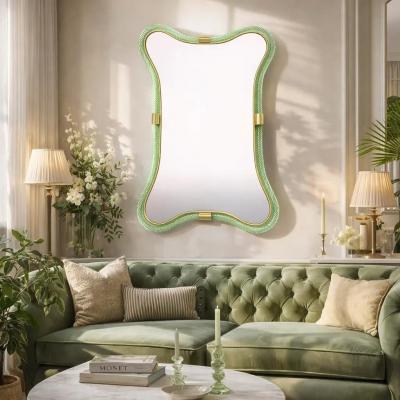  SimoEng Italian Green Weathered Murano Glass Mirror by Simoeng for Simoeng