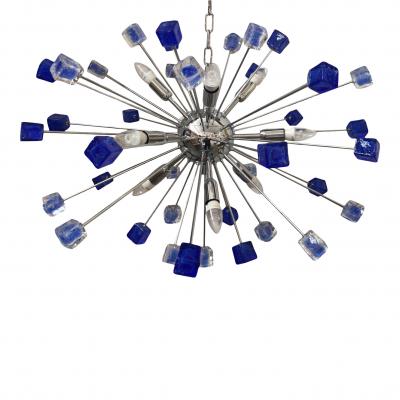  SimoEng Italian Handmade Blue Murano Glass Sputnik Chandelier