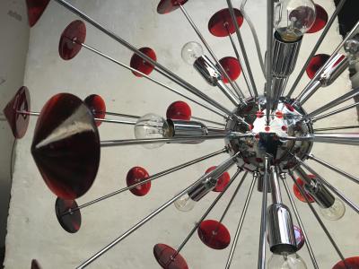  SimoEng Italian Handmade Murano Glass Red Sputnik Chandelier