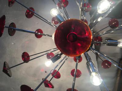  SimoEng Italian Handmade Murano Glass Red Sputnik Chandelier