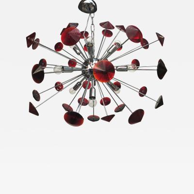  SimoEng Italian Handmade Murano Glass Red Sputnik Chandelier