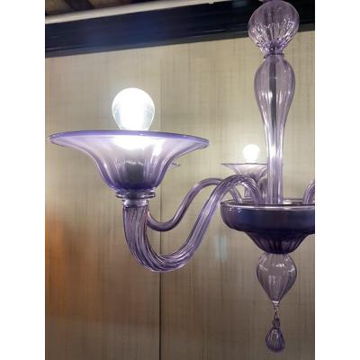  SimoEng Italian Handmade Murano Style Glass Chandelier in Light Violet