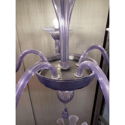  SimoEng Italian Handmade Murano Style Glass Chandelier in Light Violet