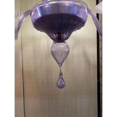  SimoEng Italian Handmade Murano Style Glass Chandelier in Light Violet