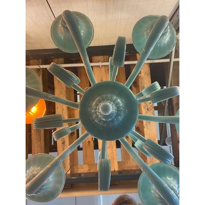  SimoEng Italian Light Blue Murano Style Glass Chandelier