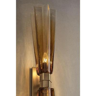  SimoEng Italian Lively Amber Murano Glass Wall Sconce by Simoeng for Simoeng