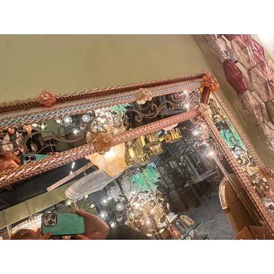  SimoEng Italian Men and Women Murano Style Glass Floreal Hand Carving Mirror