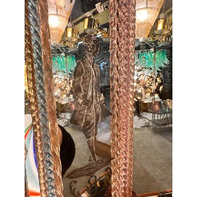  SimoEng Italian Men and Women Murano Style Glass Floreal Hand Carving Mirror