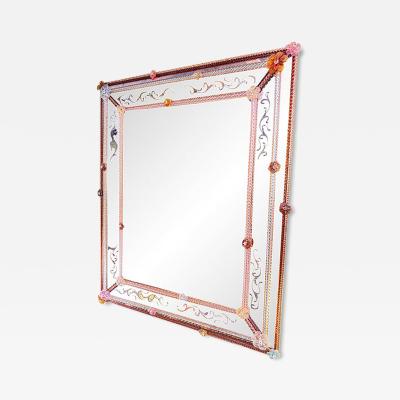  SimoEng Italian Men and Women Murano Style Glass Floreal Hand Carving Mirror